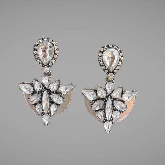 BAUBLEBAR Crystal And Silver Statement Drop Earrings - Picture 1 of 7